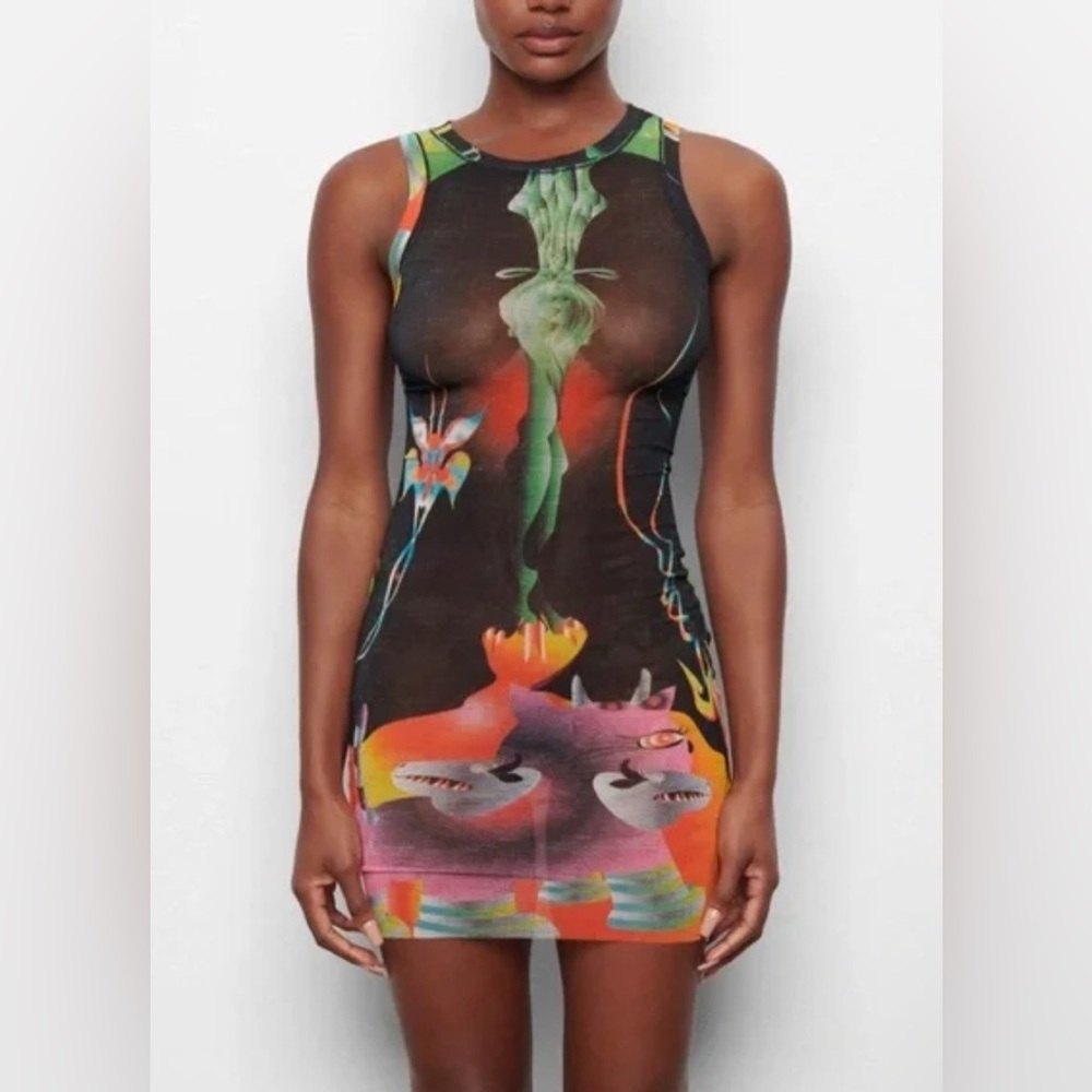 SKIMS SUMMER MESH DRESS FIRPAL PRINTED NWT XL